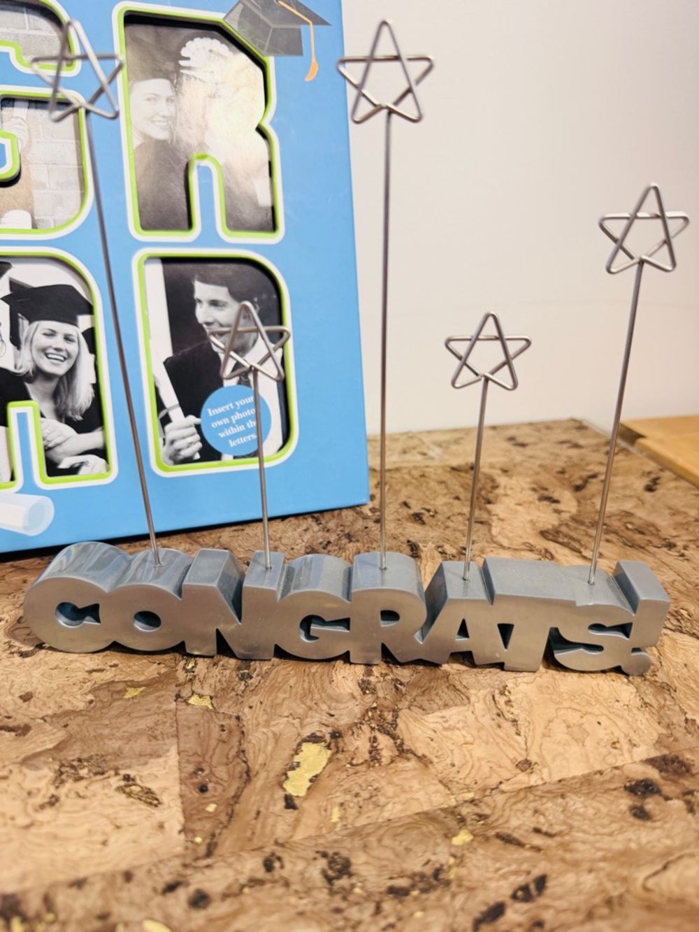Photo Holder Decor Silver "CONGRATS" with Star Clips & Grad Album 🧑‍🎓